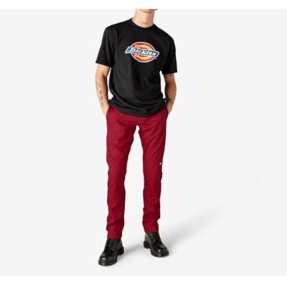 FLEX Skinny Fit Double Knee Work Pants 34W x 32L - RED - Picture 5 of 9